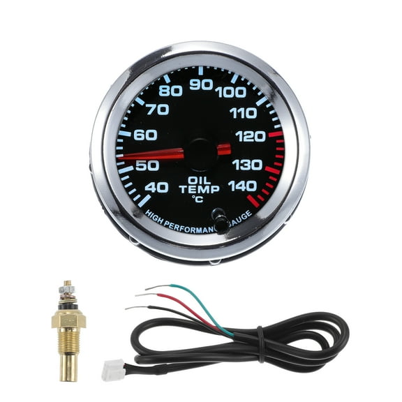 Unique Bargains Oil Temp Temperature Gauge Meter Kit Chrome Plating Engine Temp Gauge 2" 52mm Colorful 40Degrees Celsius-140Degrees Celsius