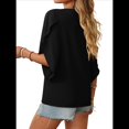 thumbnail image 3 of Blusas Informales Elegantes para Mujer, Blusas Asimétricas de Cuello en V para Trabajo, Camisas de Verano con Mangas con Volantes. Negro XL, 3 of 7
