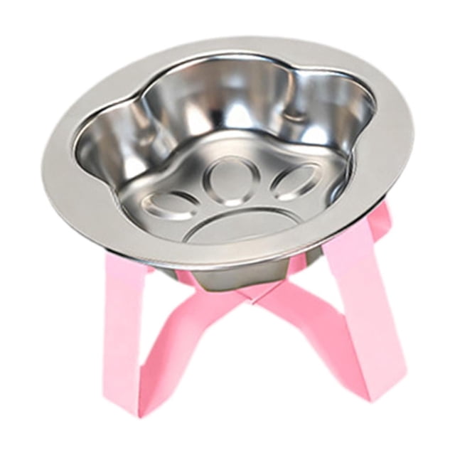 Comedero elevado para gatos, de acero inoxidable, práctico y fácil de limpiar, moderno, con soporte elevado para gatos, perros pequeños y gatitos. Rosa
