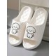 thumbnail image 1 of Women's Summer Black Flat Sandals With Cartoon Dog Pattern, Indoor Anti-Slip Bathroom Shower Comfortable Slippers, 1 of 4