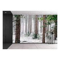 wall26 - Pine Trees Covered with Snow - Removable Wall Mural | Self-Adhesive Large Wallpaper - 66x96 inches