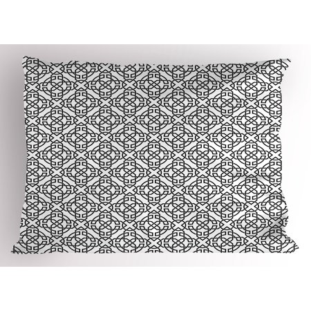 Celtic Knot Motif Celtic Pillow Sham Antique Art Monochrome Pattern with Intricate Knot Motifs Curved Twisted Lines, Decorative Standard Size Printed Pillowcase, 26 X 20 Inches, Black White, by Ambesonne ()