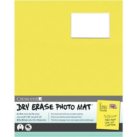 Dry-Erase 8"X10" Photo Mat Holds 2"X3" Photo-Yellow, Pk 5, Crescent Cardboard Co