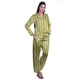 thumbnail image 2 of Moomaya Ensemble de Pyjama à Manches Longues et Shorts pour Femmes, Pyjama en Satin à Boutons pour Femmes, 2 of 6
