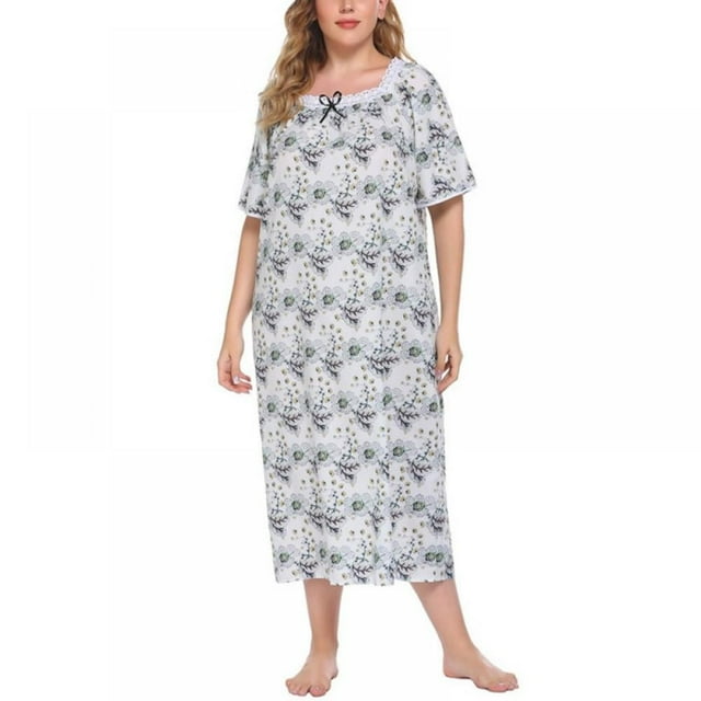PENGXIANG Chemise de Nuit Longue Imprimée pour Femmes Grande Taille TG-4TG