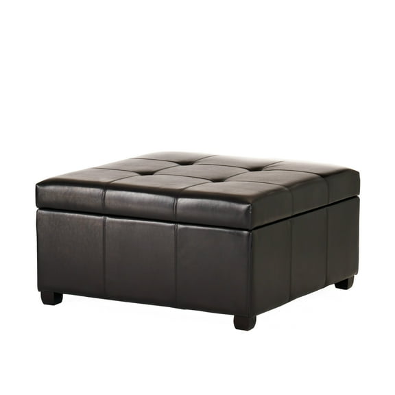 GDF Studio Kwesi Contemporary Tufted Storage Ottoman, Espresso and Dark Brown