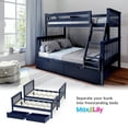 thumbnail image 6 of Max & Lily Solid Wood Twin over Full Size Bunk Bed with Storage Drawers and Ladder for Kids, Blue, 6 of 12