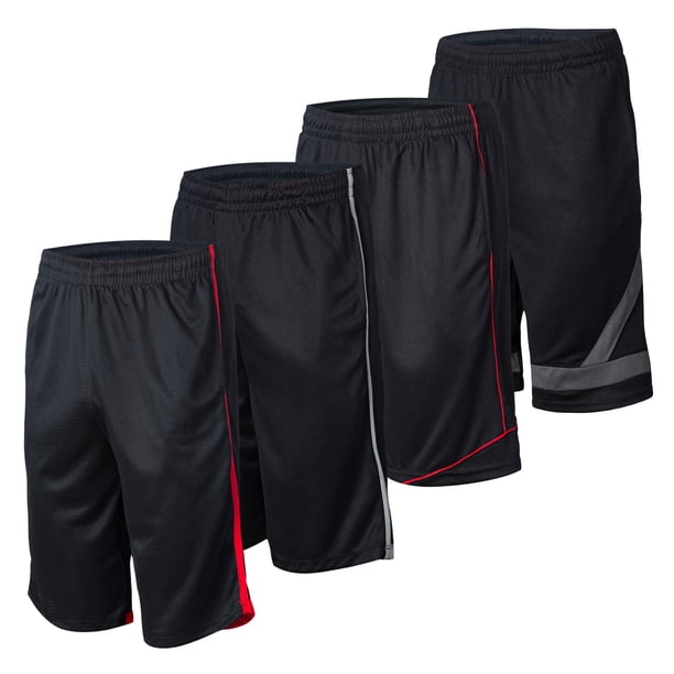 Pantalones cortos deportivos para hombre – Paquete de 4 pantalones cortos de baloncesto de secado rápido para hombre – Entrenamiento, gimnasio, correr