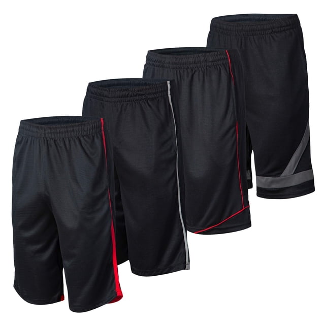 Pantalones cortos deportivos para hombre – Paquete de 4 pantalones cortos de baloncesto de secado rápido para hombre – Entrenamiento, gimnasio, correr