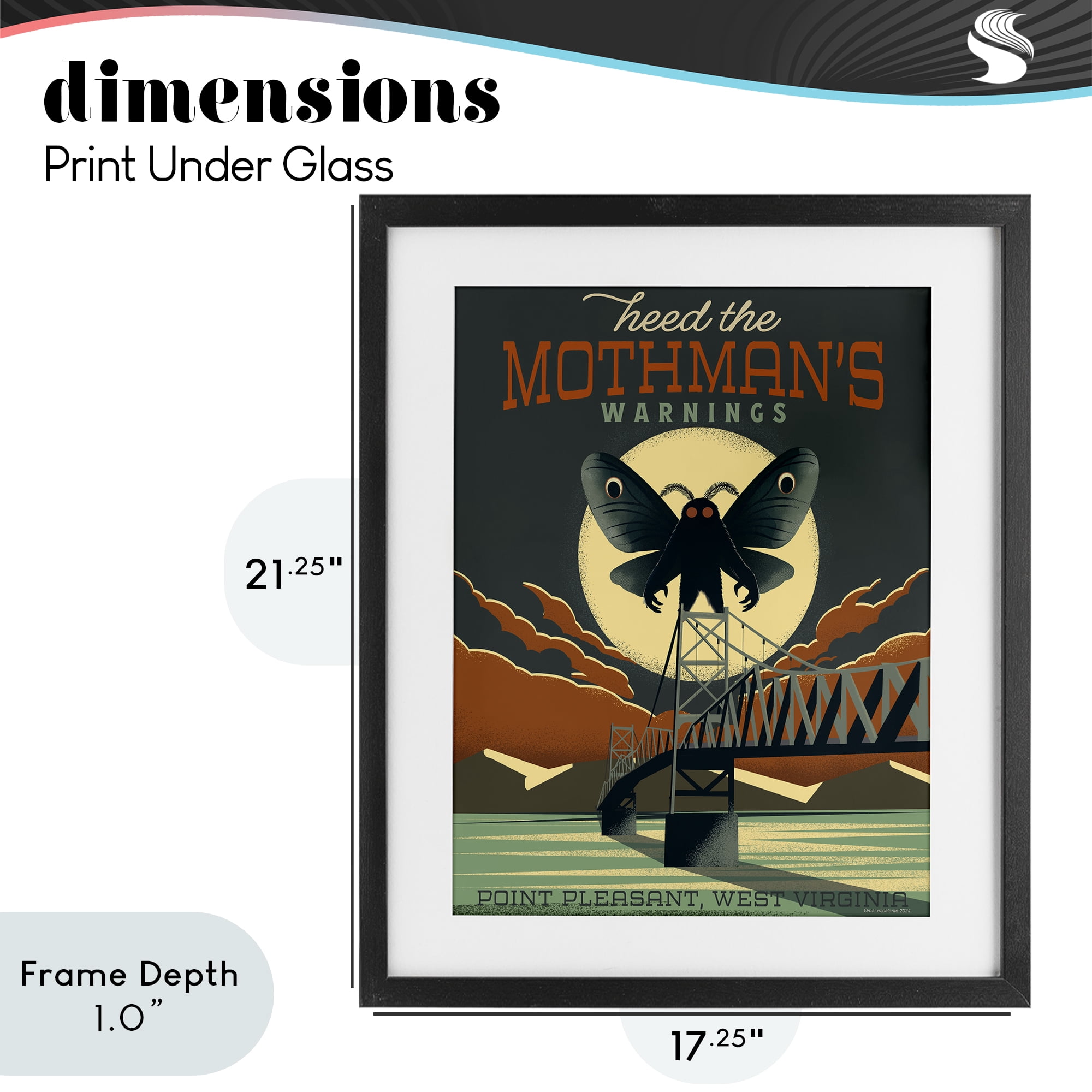 Stupell Industries Cryptid Tourism West Virginia Black Framed Print Under Glass, design by Omar Escalante