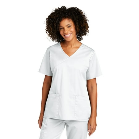 

WonderWink Women s WorkFlex Mock Wrap Top WW4760 In White