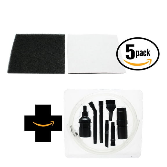 5-Pack Replacement Kenmore 11629713992 Vacuum Foam Filter with 7-Piece Micro Vacuum Attachment Kit - Compatible Kenmore 86883, CF-1 Progressive & Whispertone Foam Filter