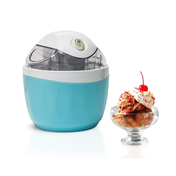 Máquina para hacer helados eléctrica Nostalgia - Máquina antigua para hacer helados suaves que hace yogur helado o helado en minutos - Aparato de cocina divertido - Estilo moderno - Azul - 1 pinta