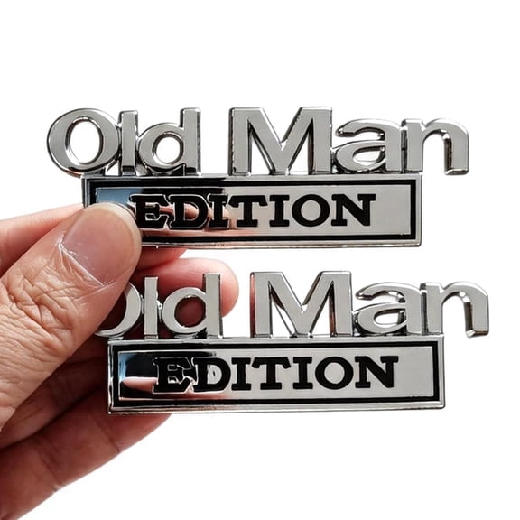 2pcs Old Man Edition 3D Emblem Sticker Badge Fender Funny Decals Car Decoration for Universal Vehicle SUV Truck