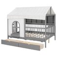 thumbnail image 4 of Full Size House Bed - 2 Large Drawers, Side Bookshelf with LED Strip, No Box Spring Needed for Teens,Gray, 4 of 21