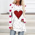thumbnail image 1 of Qertyioot Chemise Cœur d'Amour Saint-Valentin Grande Taille Pull, Mode Femme Décontractée Imprimé Col Rond Ample Manches Longues Blouse Pulr, 1 of 4
