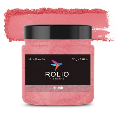 Rolio Premium Mica Powder - Blush (50G / 1.76oz) - 1 Jar of Pink Pigment Powder for Epoxy Resin, Dye, Soap Making, Nail Polish, Paint, Candle Making, Bath Bombs, Slime