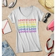 thumbnail image 3 of S4E Women's Love is Love Rainbow Gay Pride Slim Fit V-Neck T-Shirt X-Small White, 3 of 4