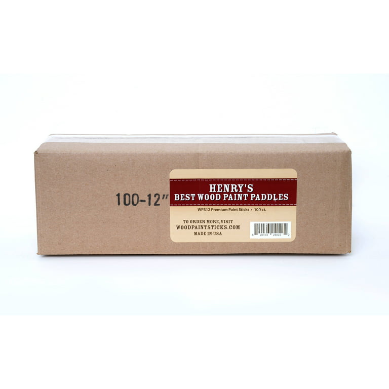Henry Bukke's Best Paint Stir Sticks (50) 12 inch Hardwood Made in USA, Size: 12 x 0.11 Nominal Thickness x 1-1/8 Inches Wide, Beige