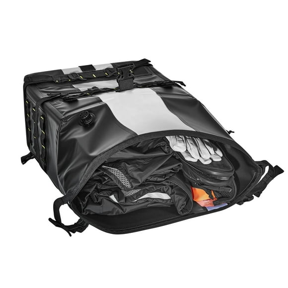 KFFKFF Motorcycle Saddlebag, 56 L (28 L x 2) Large Capacity Side Saddle Bag Compatible with Most Motorcycles, Waterproof Fabric Luggage Storage, Black