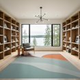 thumbnail image 2 of ODIKA 9'x12' Earthy Pastel Tones Sunseeker Design Washable Area Rug Modern Abstract Landscape with Curves Non-Slip, Chair-Friendly for Dining Room, Basement, Large Office, 2 of 7