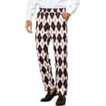 thumbnail image 5 of INSPIRE CHIC Men's Pant Diamond Plaid Pattern Regular Fit Color Block Suit Trousers 32 Black White, 5 of 6