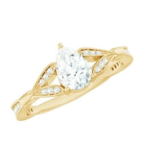 Rosec Jewels Certified Lab Grown Diamond 5x7mm Pear Engagement Ring - EF-VS Quality - Ready To Gift, 10K Yellow Gold, US 7.50