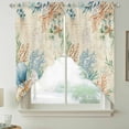 thumbnail image 2 of Beige Beach Coastal Swag Valances for Windows, Kitchen Curtains 36 Inch Length 2 Panels Set, Summer Nautical Coral Shell Botanical Short Curtains for Small Windows Rod Pocket Cafe Curtains 28"x36", 2 of 8
