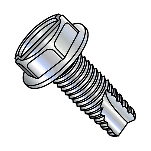 12-24X1/2 Slotted Indented Hex Washer Thread Cutting Screw Type 23 Fully Threaded Zinc (Pack Qty 6,000) BC-12083SW