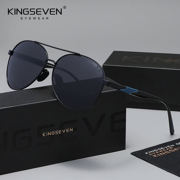 KINGSEVEN Unisex UV400 Polarized Sunglasses Classic Aviators Style Aviation Aluminum Magnesium Material Frame