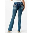thumbnail image 3 of Grace in LA Women's Aztec Embroidered Disressed Baby Flare Bootcut Stretch Jeans (29), 3 of 3