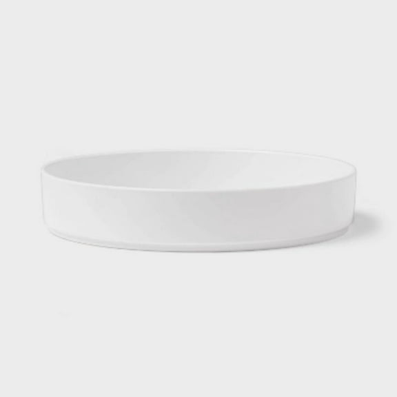 42oz Plastic Dinner Bowl White - Dishwasher & Microwave Safe, Round Shallow Bowl, 9.125" Diameter