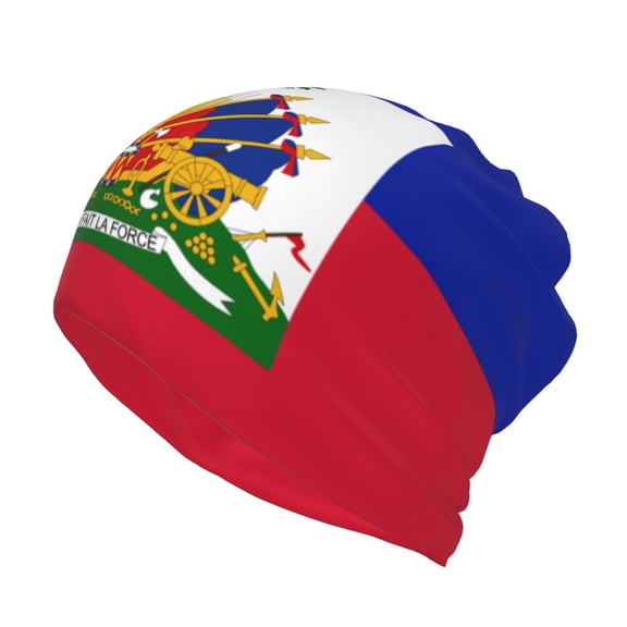 Womens Haitian Flag Slouchy Beanie Cap Headwear Hat Turban