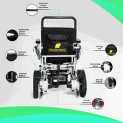 Fold And Travel Lightweight Foldable Remote Control Portable Electric Power Wheelchair - Gold Frame, Black Seat