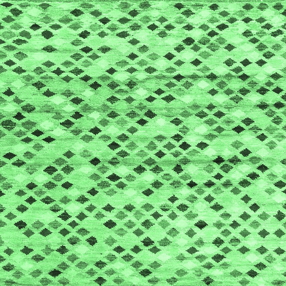 Ahgly Company Indoor Square Abstract Emerald Green Contemporary Area Rugs, 7' Square