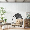 thumbnail image 3 of GDF Studio Aydan Indoor/Outdoor Wicker Hanging Chair with 8 Foot Chain (NO STAND), Brown and Tan, 3 of 9