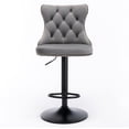 thumbnail image 3 of Triple Tree Swivel Velvet Round Seat High Back Upholstered Bar Stools, Gray/Black (Set, of 2), 3 of 7