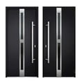 thumbnail image 4 of Front Exterior Prehung Steel Door / Deux 1755 Black Enamel / Top Exterior Window / Stainless Inserts Single Modern Painted-W36" x H80+16"-Left-hand Inswing, 4 of 5
