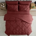 thumbnail image 3 of Bourina Comforter Set, 3-Piece, Queen, Pleated Wrinkle-Resistant Microfiber Bedding, Burgundy, All-Season, 3 of 5