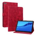 thumbnail image 2 of Case for MediaPad M5 Lite 10 10.1 inch 2018, Embossed Flower PU Leather Flip Wallet Folio Stand Cover, Red, 2 of 7
