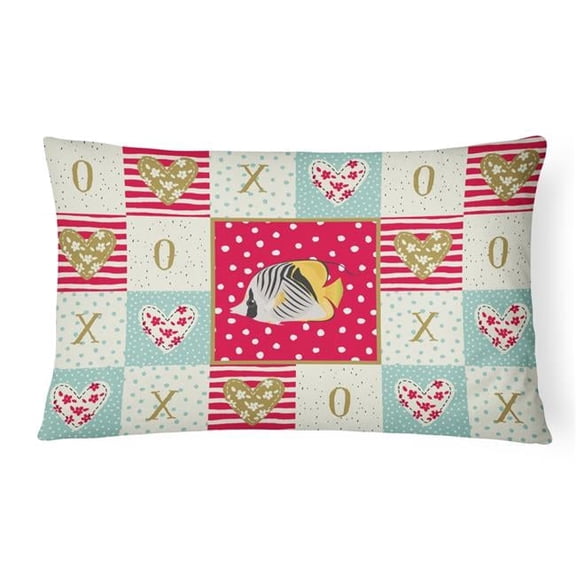 12 x 3 x 16 in. Butterfly Fish Love Canvas Fabric Decorative Pillow