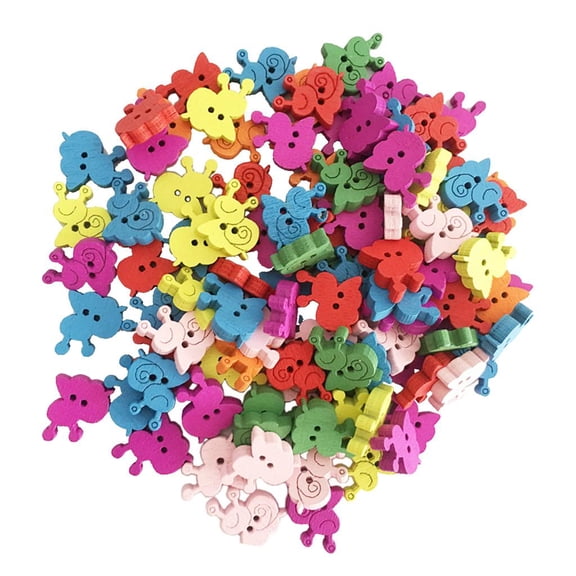 S SERENABLE 100 Buttons Wooden Buttons Craft Buttons Kids Buttons Decoration Sewing Hobby Handicrafts