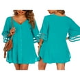 thumbnail image 4 of PENGXIANG Robe de Plage en Chiffon à Manches 3/4, Col en V, Coupe Ample, Couleur Unie, 4 of 5