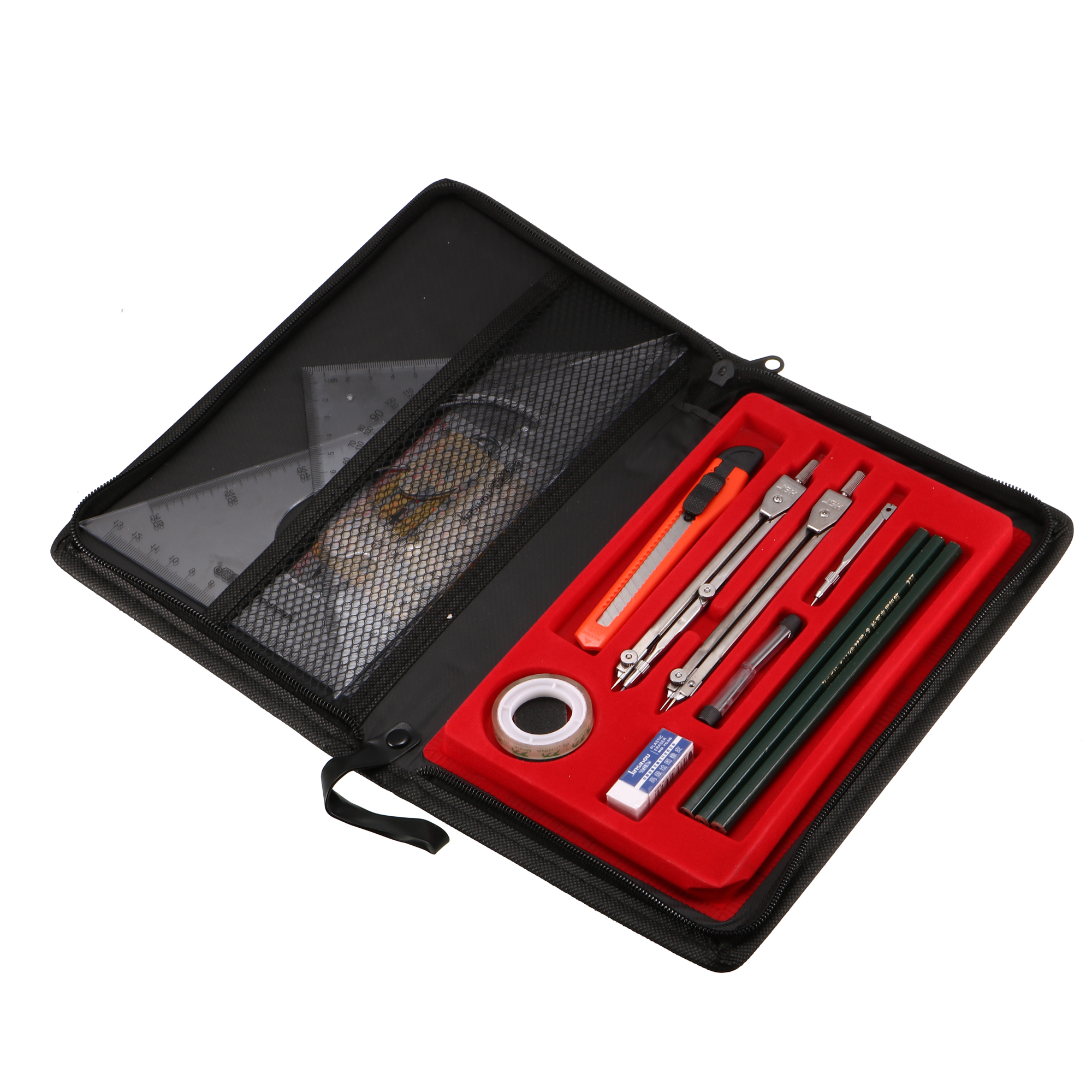 Geometry Compass Set with Pencil Eraser Compass Ruler Tape for Drawing