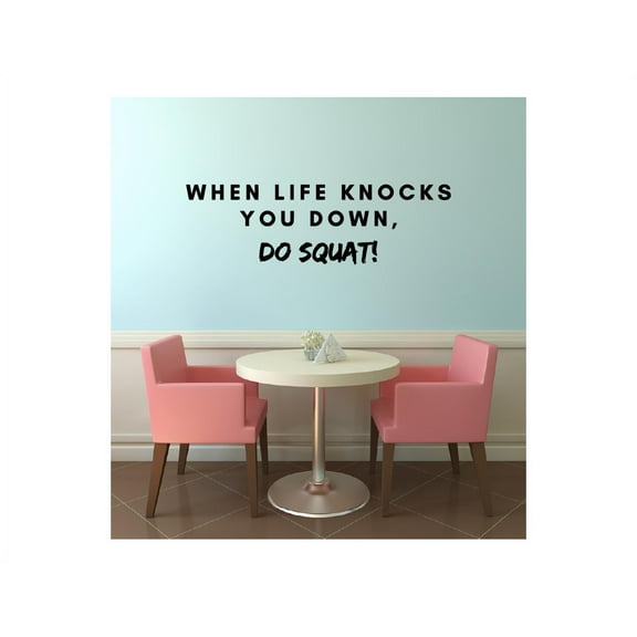 Life Knocks Down Do Squat Quote Fitness Workout Success Motivation Quotes Wall Decals Healthy Lifestyle for Girls Boys Gym Home Sports Room Decor Vinyl Wall Art Stickers Decoration Size (6x10 inch)