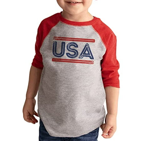 

7 ate 9 Apparel Kids Patriotic 4th of July Shirt - USA Distressed Red Shirt 5T