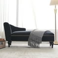 thumbnail image 3 of 58" Velvet Chaise Lounge, Right Arm Facing Lounge Chair with Nailhead Trim for Living Room, Sleeper Lounge Sofa, Black, 3 of 27
