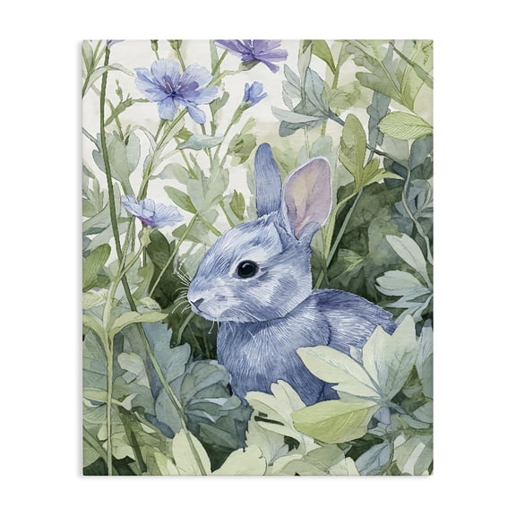 Stupell Industries Modern Blue Bunny Among Leaves Canvas Art, 16 x 20, by Franklyn Gregory
