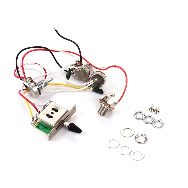 Componente electrónico Reemplazo del kit de arnés de cableado de guitarra eléctrica con 1 volumen 2 tonos 1 Jack 500K Interruptor de palanca de 5 vías para guitarra Stratocaster Tomshoo Componente electrónico