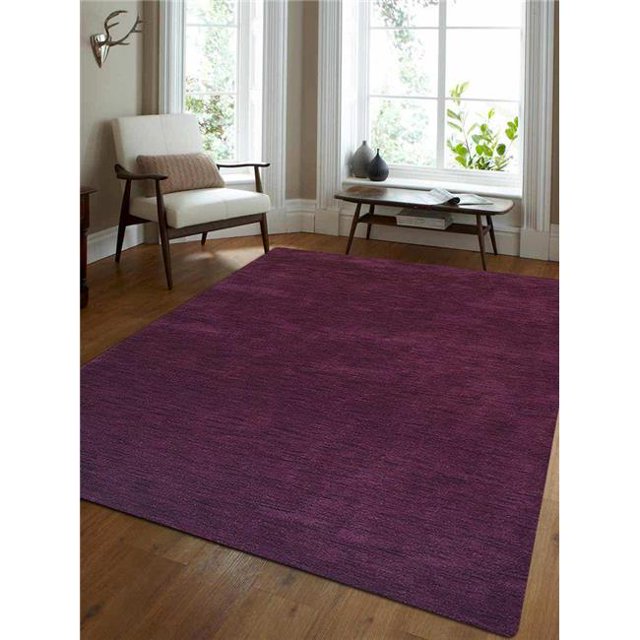 10 x 13 ft. Solid Hand Knotted Loom Wool Area Rug, Purple